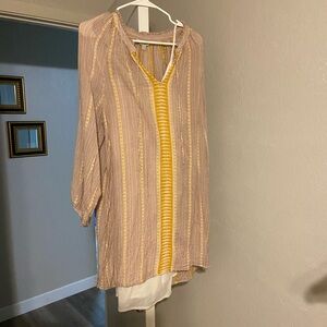 Lucky Brand Striped Top with Yellow Highlights